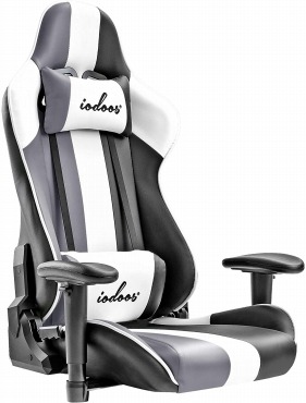 IODOOS ゲーミングチェア 座椅子 白 + 黒 + グレー